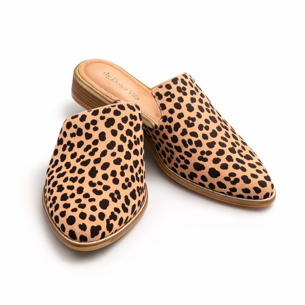 Indigo Rd Leopard Print Mules Size 6.5 Slip On Loafers Cheetah Flats